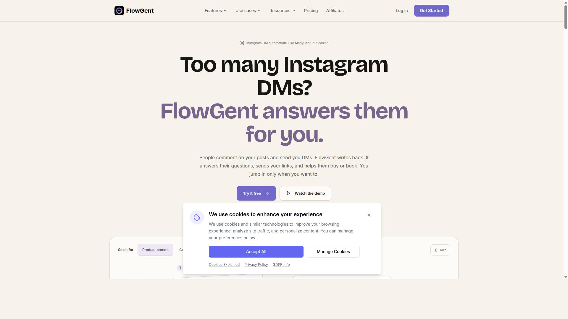 Com.bot for Instagram DM Automation in 2026 website